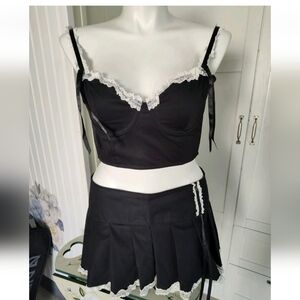 Widow Spaghetti Strap Corset Womens Sexy LG Top & XXL Skirt  Counterculture